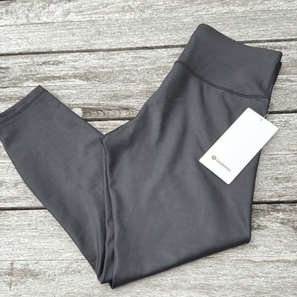 lululemon athletica Pants - Lululemon Wunder Train‎ High-Rise Tight 25" Matte Foil Shine Black NWT Size 10